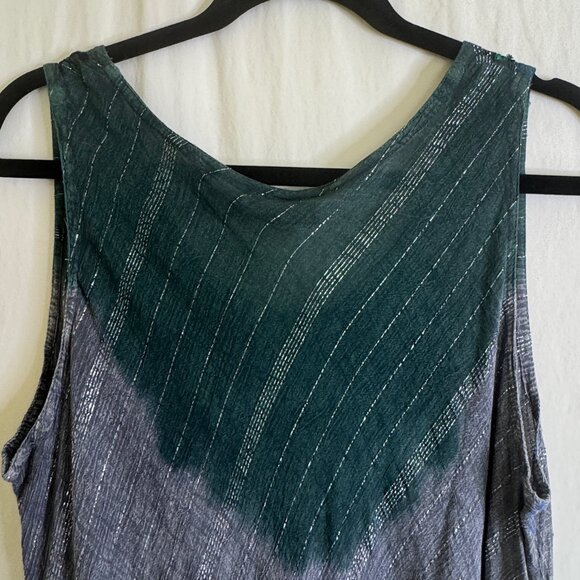 Just Cruising Boho Dress Free Size 1X-3X Green with Sequence & Metallic Thread - Picture 4 of 11
